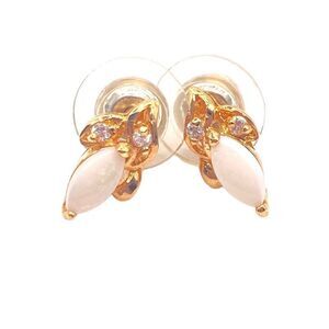 Elegant Gold white marquis crystal stud earrings